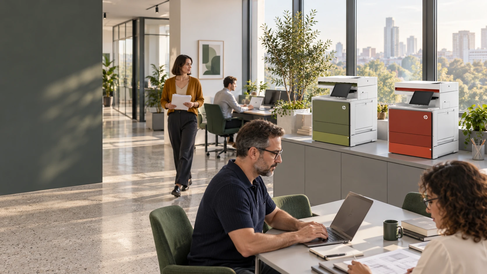Temsili ofis sahnesi: HP Color LaserJet Enterprise X579 / X580, HP Color LaserJet Enterprise MFP X677