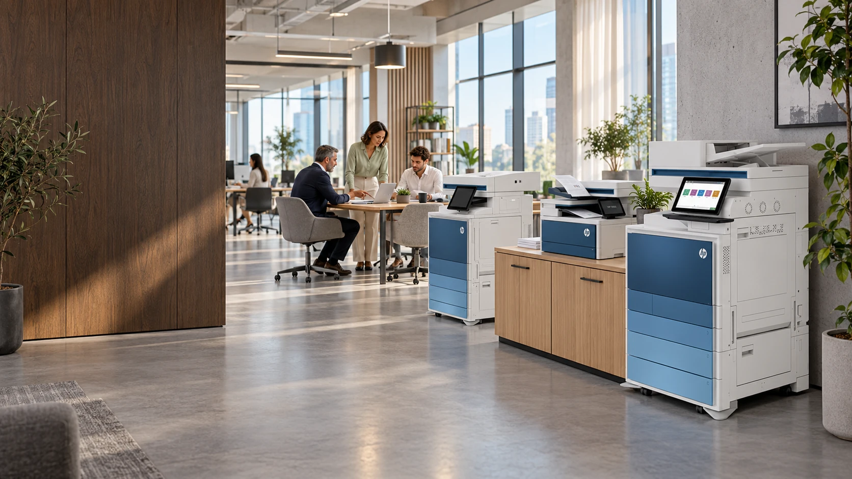 Temsili ofis sahnesi: HP Color LaserJet Managed MFP E786, HP Color LaserJet Enterprise 5800 Serisi, HP Color LaserJet Enterprise 6000 Serisi